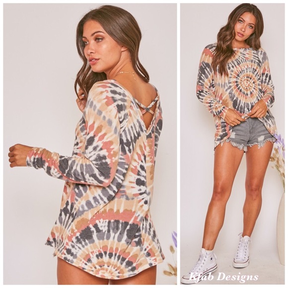 ❤️LAST! Back Detail Tie Dye Spiral Soft Knit Top! - Picture 2 of 12